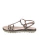 Stuart Weitzman Leather Animal Print T-Strap Sandals