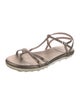 Stuart Weitzman Leather Animal Print T-Strap Sandals