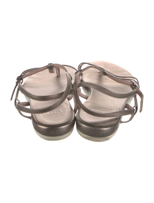 Stuart Weitzman Leather Animal Print T-Strap Sandals