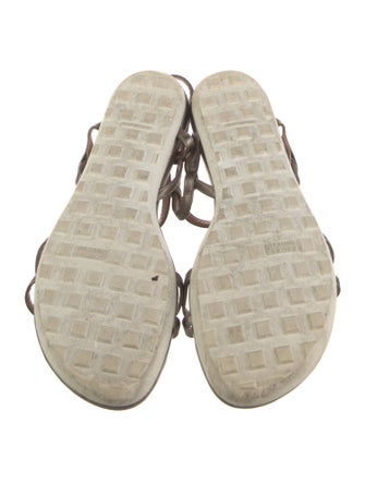 Stuart Weitzman Leather Animal Print T-Strap Sandals