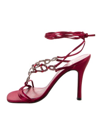 Stuart Weitzman Satin Crystal Embellishments Sandals