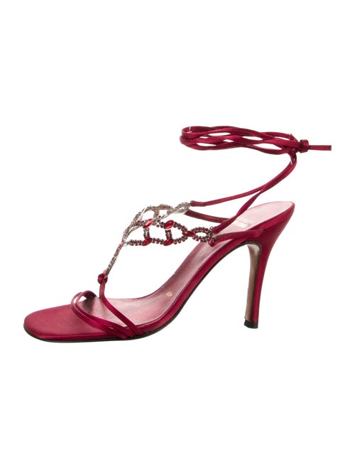Stuart Weitzman Satin Crystal Embellishments Sandals