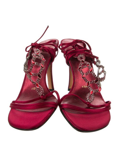 Stuart Weitzman Satin Crystal Embellishments Sandals