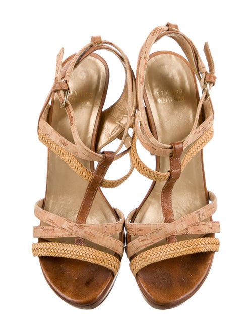Stuart Weitzman Leather T-Strap Sandals
