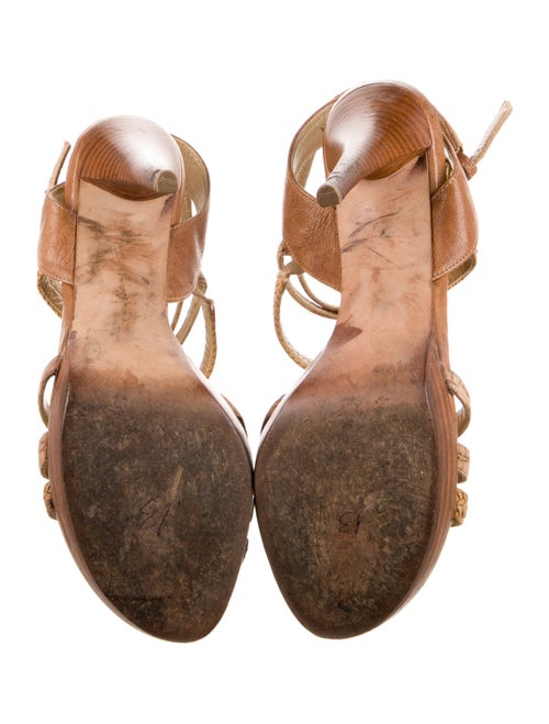 Stuart Weitzman Leather T-Strap Sandals