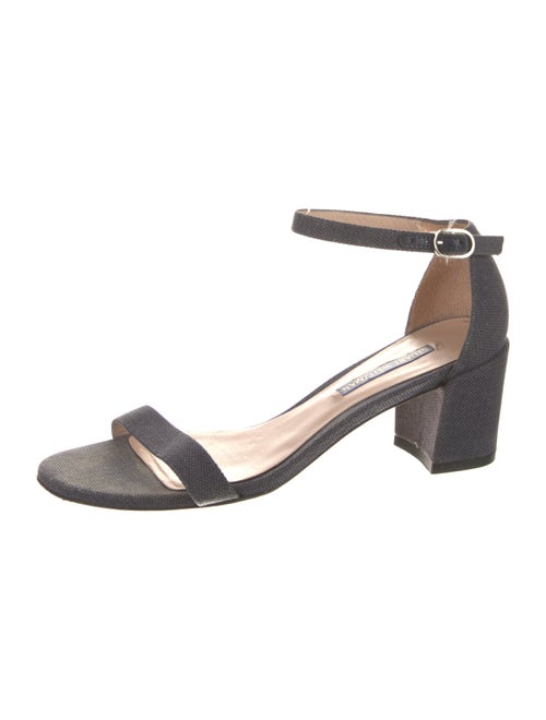 Stuart Weitzman Canvas Leather Trim Embellishment Sandals