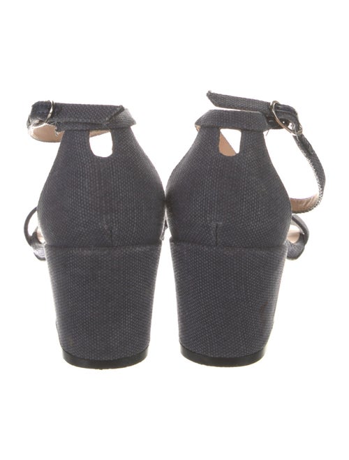 Stuart Weitzman Canvas Leather Trim Embellishment Sandals