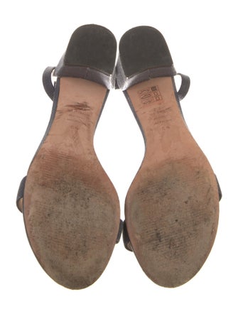 Stuart Weitzman Canvas Leather Trim Embellishment Sandals