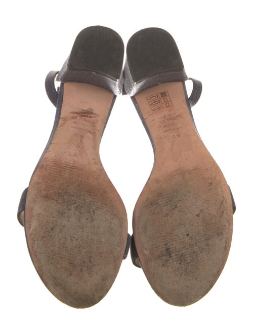 Stuart Weitzman Canvas Leather Trim Embellishment Sandals