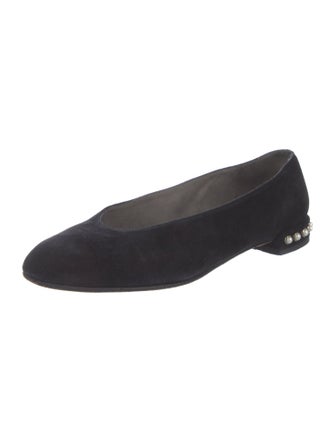Stuart Weitzman Suede Studded Accents Flats