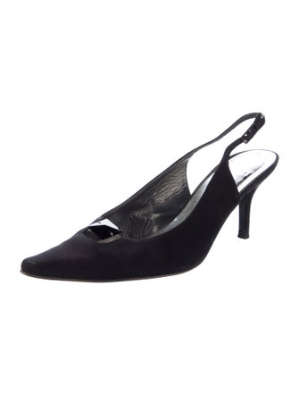 Stuart Weitzman Satin Crystal Embellishments Slingback Pumps