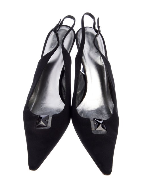 Stuart Weitzman Satin Crystal Embellishments Slingback Pumps