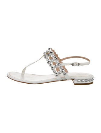 Stuart Weitzman Leather T-Strap Sandals