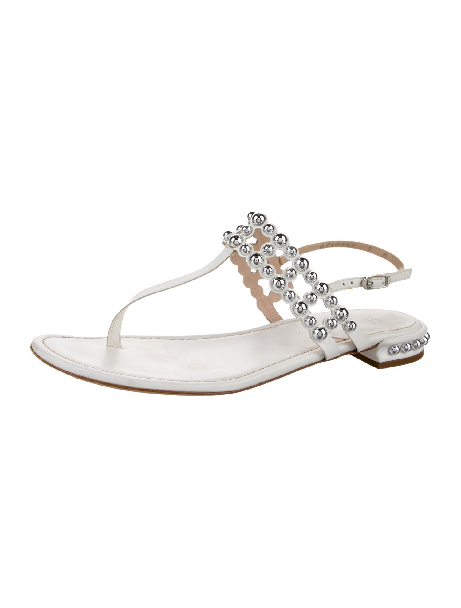 Stuart Weitzman Leather T-Strap Sandals