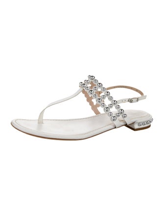 Stuart Weitzman Leather T-Strap Sandals