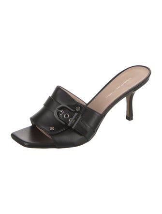 Stuart Weitzman Leather Bow Accents Slides