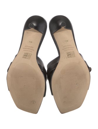 Stuart Weitzman Leather Bow Accents Slides