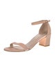 Stuart Weitzman Suede Leather Trim Embellishment Sandals