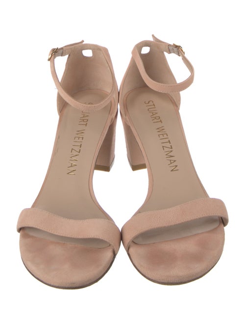 Stuart Weitzman Suede Leather Trim Embellishment Sandals