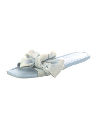 Stuart Weitzman Denim Bow Accents Slides