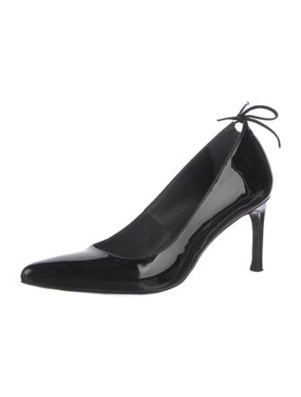 Stuart Weitzman Patent Leather Bow Accents Pumps