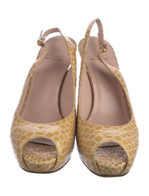 Stuart Weitzman Embossed Leather Animal Print Slingback Pumps