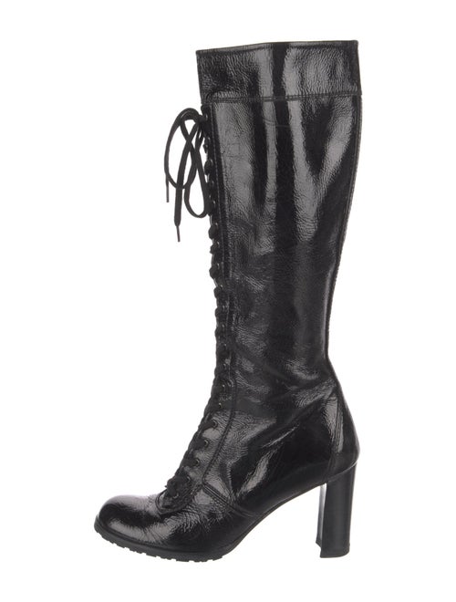 Stuart Weitzman Patent Leather Lace-Up Boots
