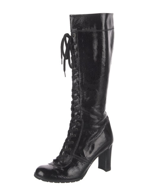 Stuart Weitzman Patent Leather Lace-Up Boots