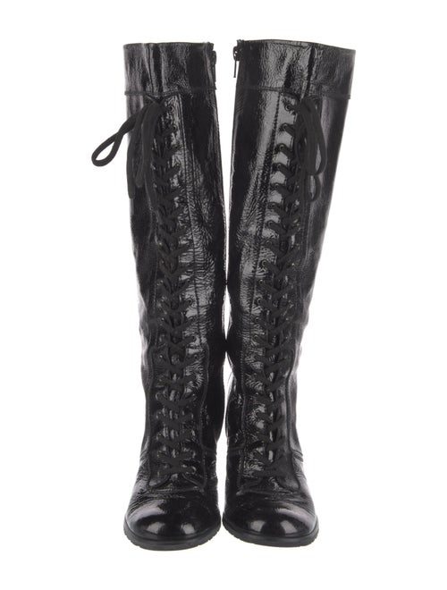 Stuart Weitzman Patent Leather Lace-Up Boots