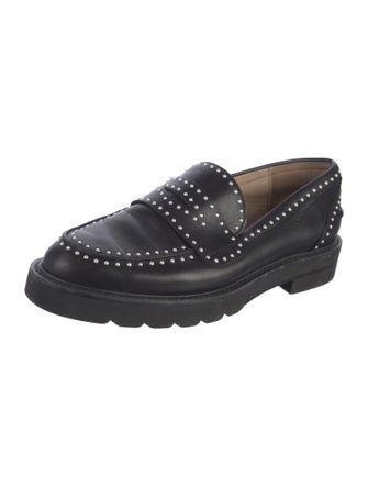 Stuart Weitzman Leather Studded Accents Loafers