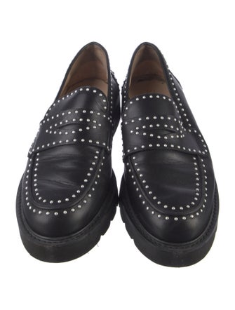 Stuart Weitzman Leather Studded Accents Loafers