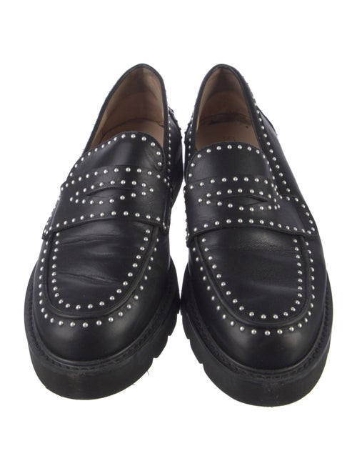 Stuart Weitzman Leather Studded Accents Loafers