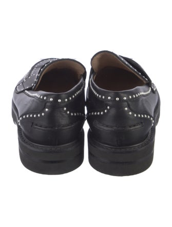 Stuart Weitzman Leather Studded Accents Loafers