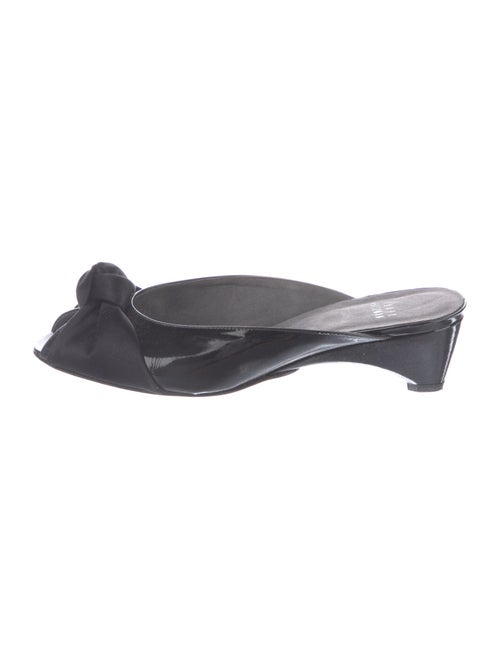 Stuart Weitzman Patent Leather Bow Accents Slides