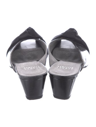 Stuart Weitzman Patent Leather Bow Accents Slides