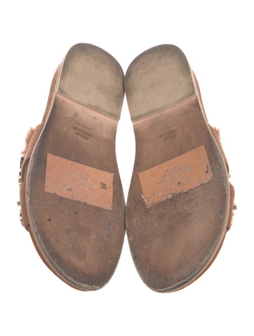 Stuart Weitzman Suede Crystal Embellishments Slides