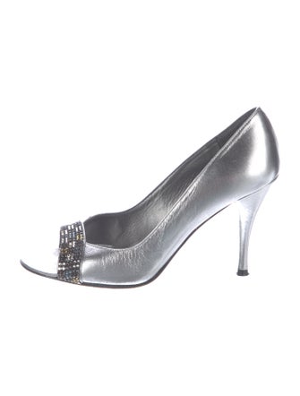 Stuart Weitzman Leather Crystal Embellishments Pumps