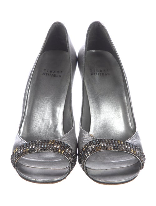Stuart Weitzman Leather Crystal Embellishments Pumps