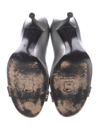 Stuart Weitzman Leather Crystal Embellishments Pumps