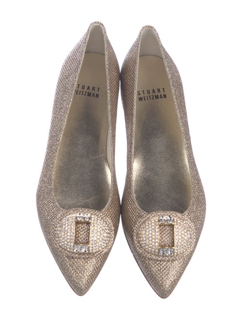 Stuart Weitzman Glitter Crystal Embellishments Ballet Flats