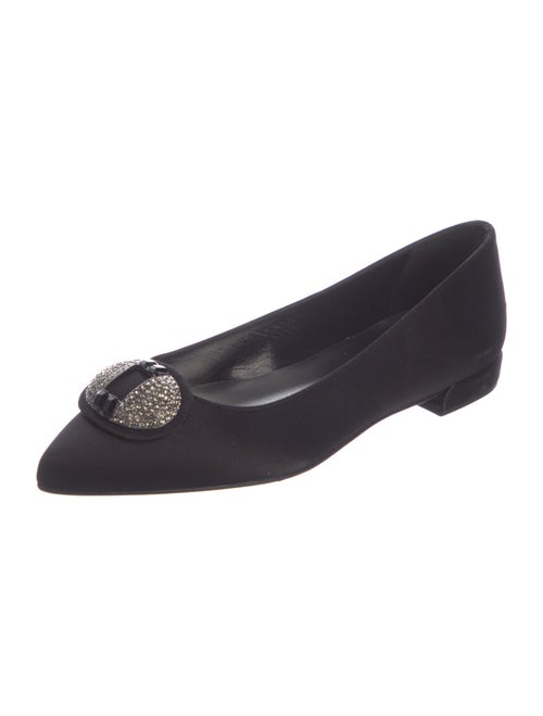 Stuart Weitzman Satin Crystal Embellishments Flats