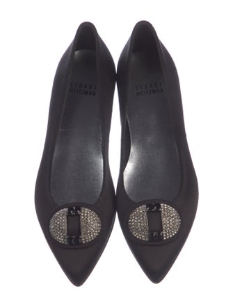 Stuart Weitzman Satin Crystal Embellishments Flats