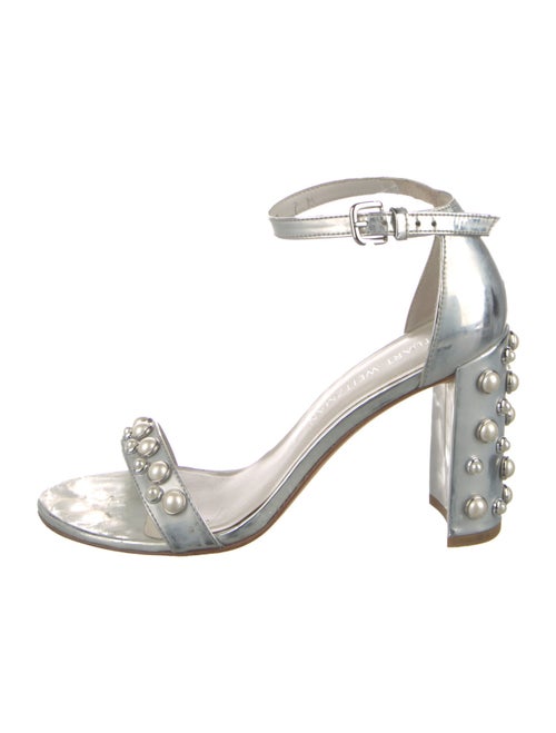 Stuart Weitzman Patent Leather Beaded Accents Sandals