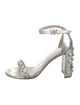 Stuart Weitzman Patent Leather Beaded Accents Sandals