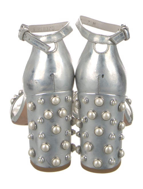 Stuart Weitzman Patent Leather Beaded Accents Sandals