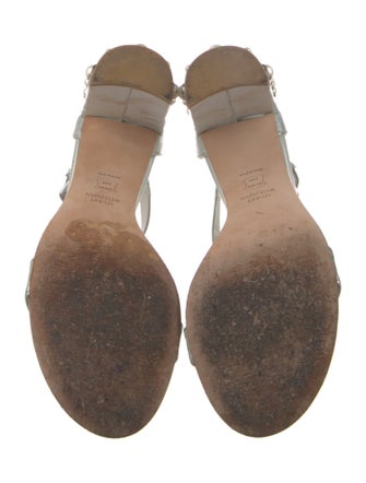 Stuart Weitzman Patent Leather Beaded Accents Sandals