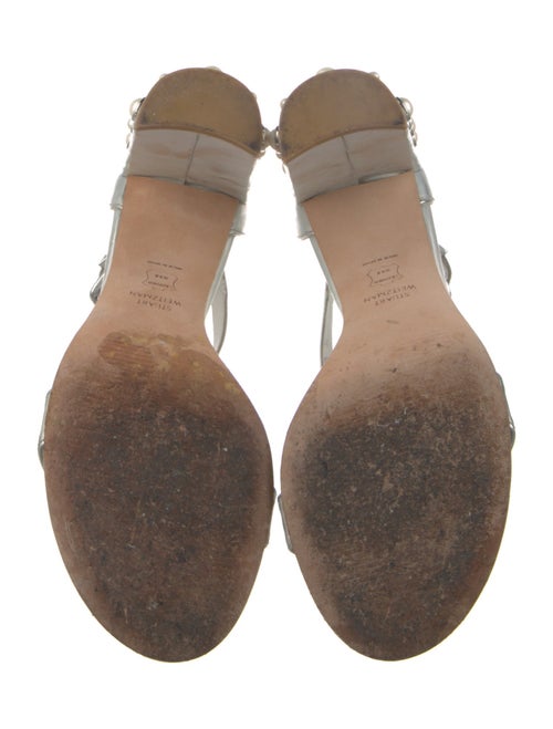 Stuart Weitzman Patent Leather Beaded Accents Sandals