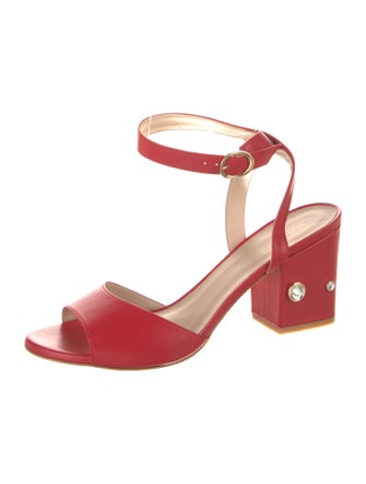 Stuart Weitzman Leather Crystal Embellishments Sandals