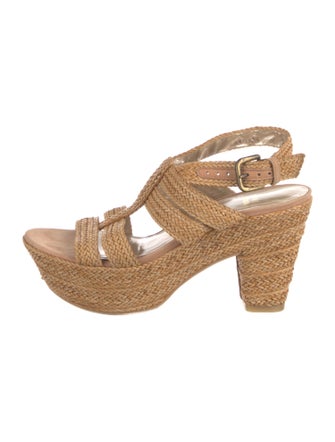 Stuart Weitzman Leather Braided Accents Sandals