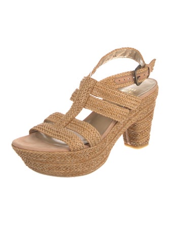 Stuart Weitzman Leather Braided Accents Sandals